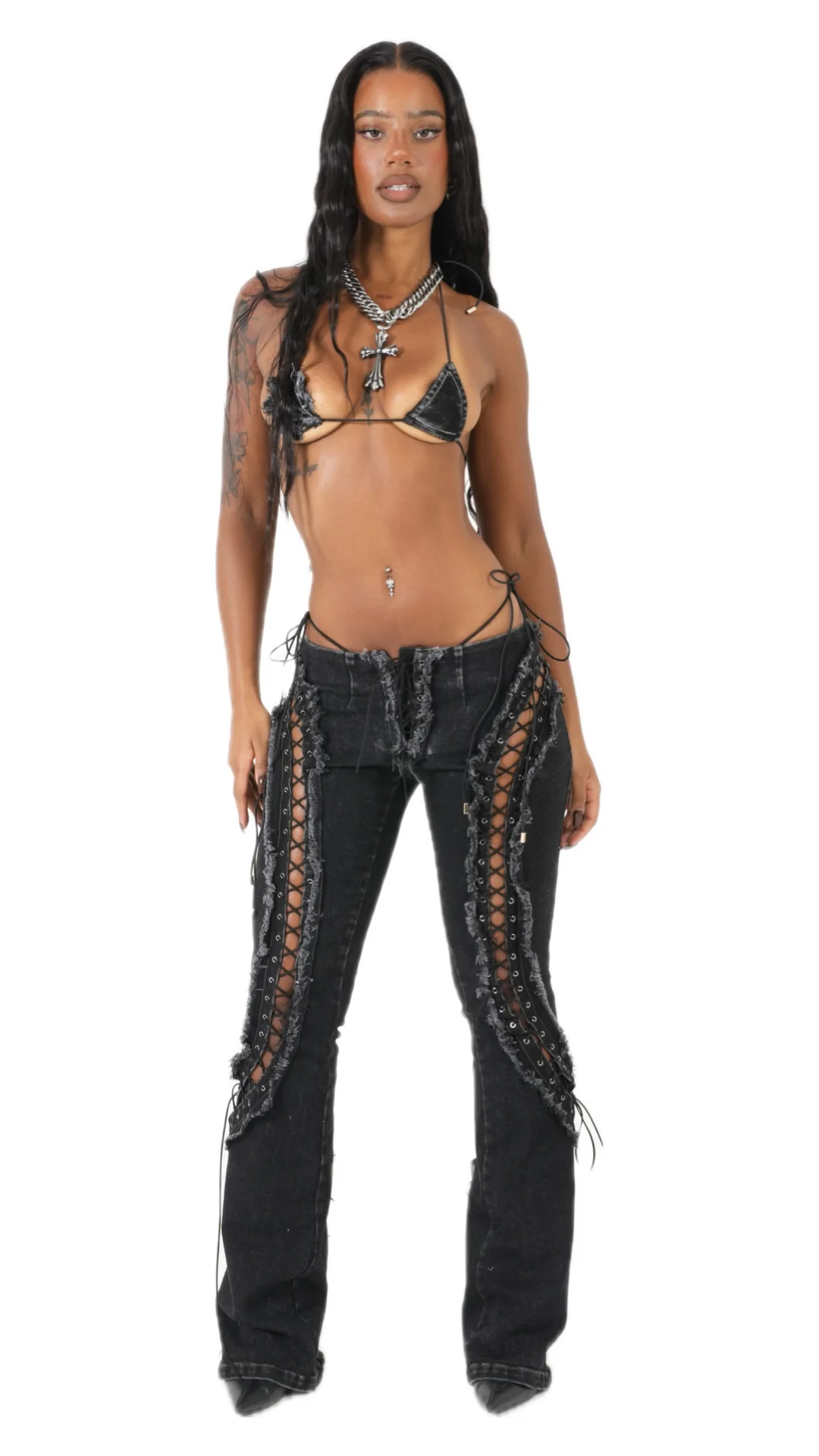 BUTTERFLY BIKINI SET (BLACK DENIM) - Image 4